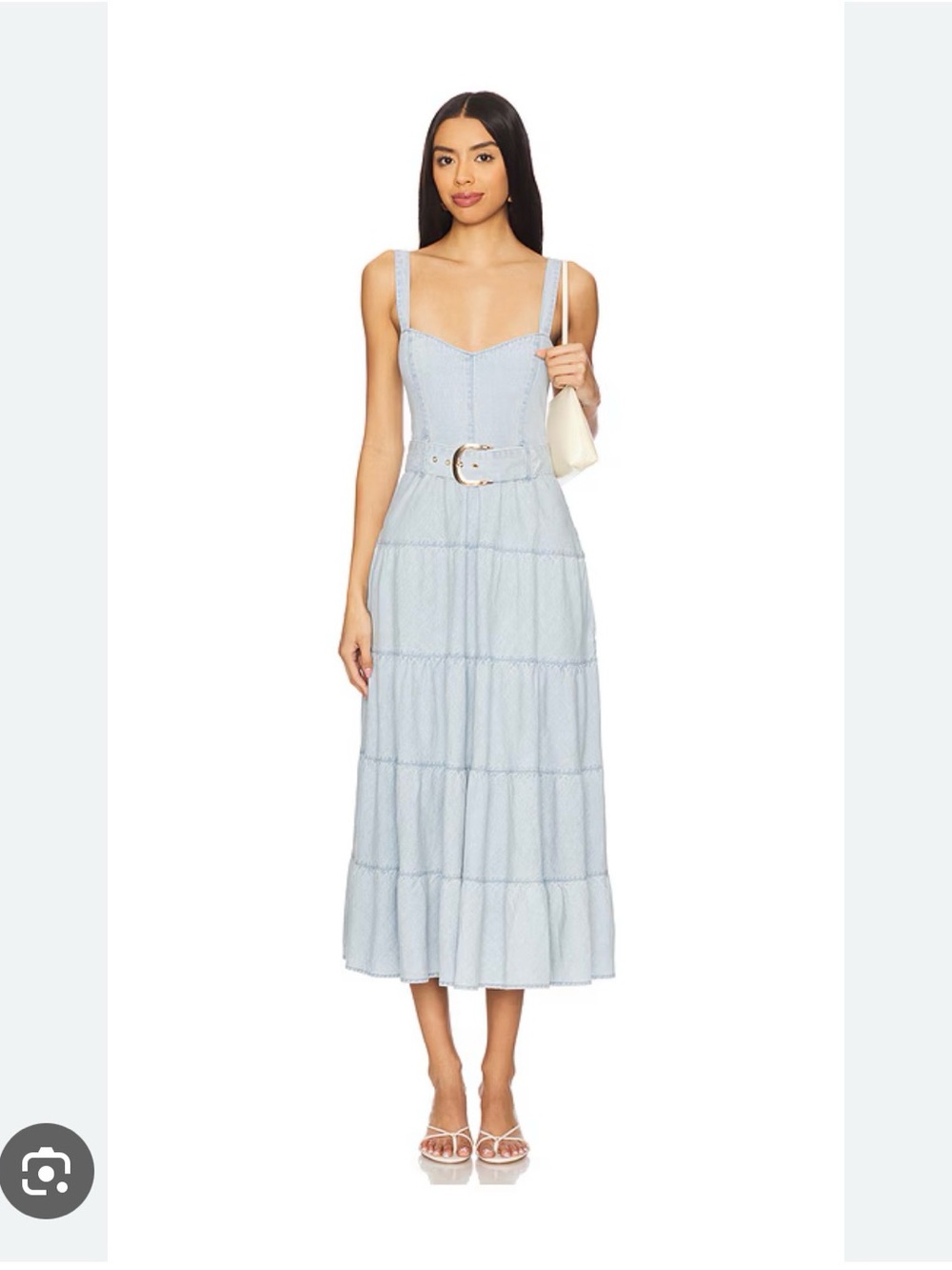 Show Me Your MuMu Lainey Midi in Dew Drop Tiered Midi Dress with Belt